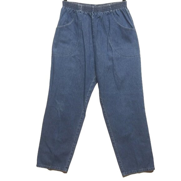 Classic Elements Pull-On Capri Jeans womens Size 14 Blue Denim pockets high rise - Picture 1 of 7